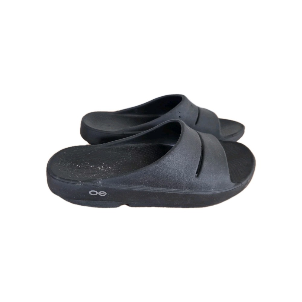 OOFOS Black Women's Slide Sandals - Cushioned Recovery Slides